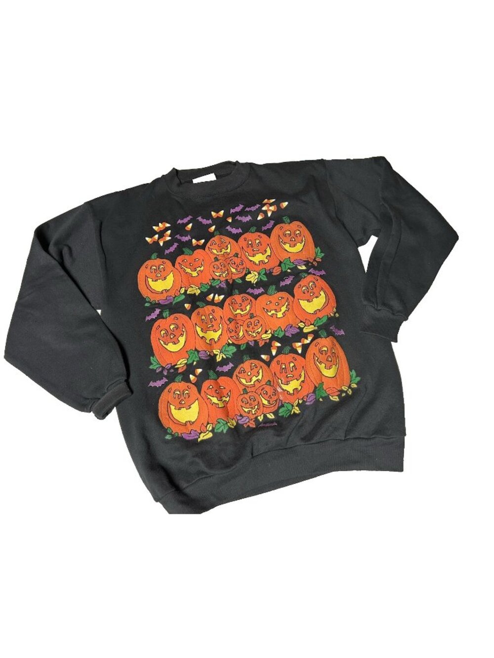 Vintage Halloween Sweatshirt Adult Size L Pumpkins Jack O' Lanterns MBC